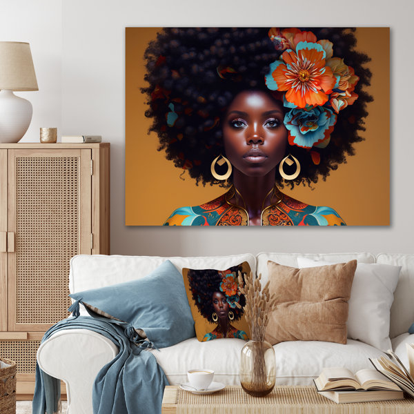 Mercer41 African American Black Art Afro Girl Painting Print On
