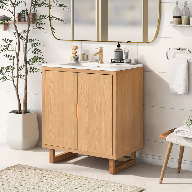 Meuble-lavabo 30 po avec lavabo - tapis de sol Scratch, espace de rangement spacieux, portes à fermeture en douceur élégantes, grand et fabriqué