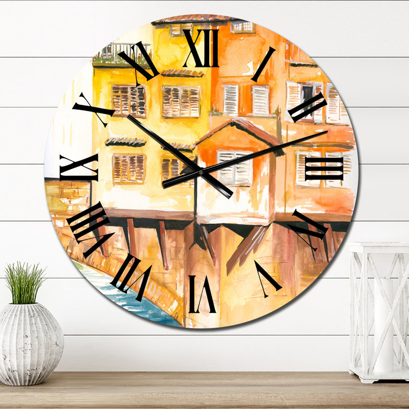Petite maison sur le pont - horloge murale moderne, Surdimensionné