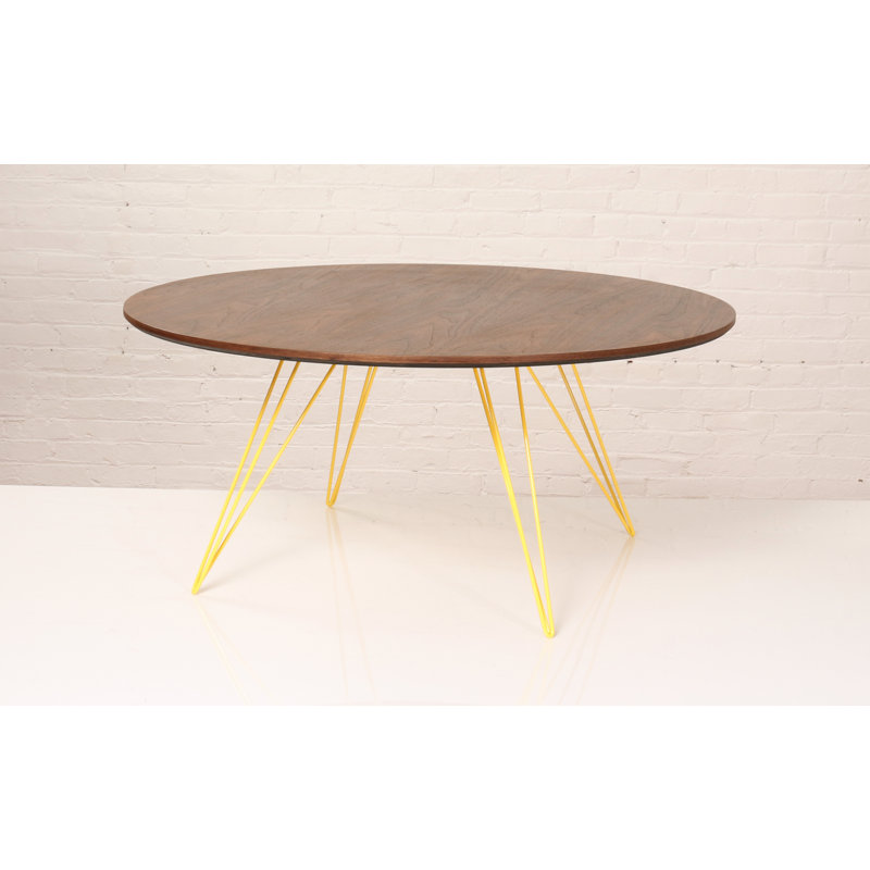 Williams Single Coffee Table, Yellow, 18" H x 40" L x 40" W, Walnut