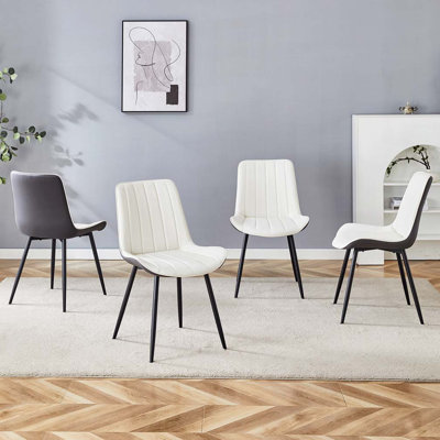 Ulises PU Leather Dining Chairs with Stripe Backrest