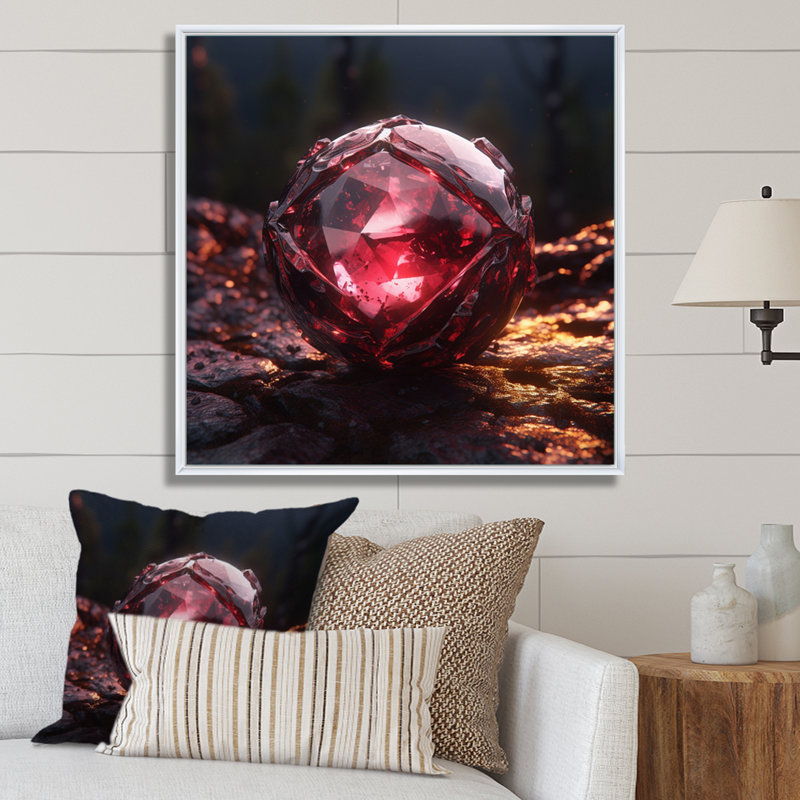 «Red Gold Vibrant Stones» sur impression sur toile, H 36 po x l 36 po x P 1,5 po, Cadre flottant blanc