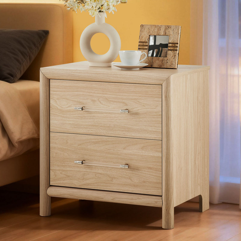 Table de chevet 24 po avec rangement à 2 tiroirs, Chêne