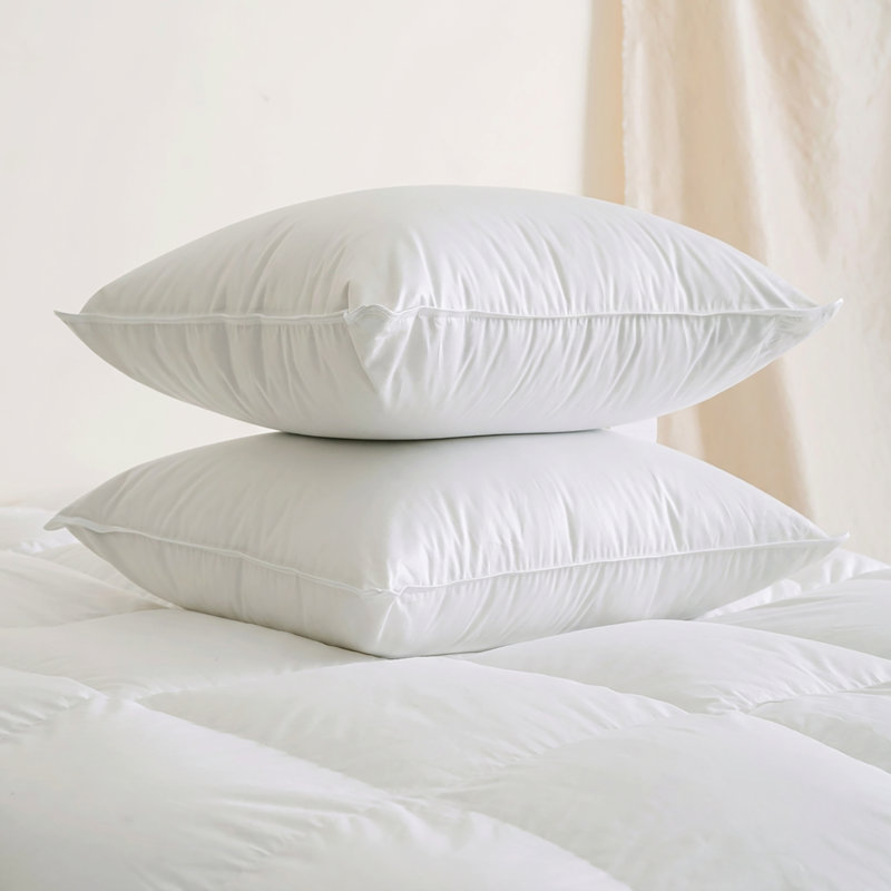 Oreiller en duvet de canard blanc moyen 600 l avec housse en coton biologique Tencel 300T - grand, Grand lit