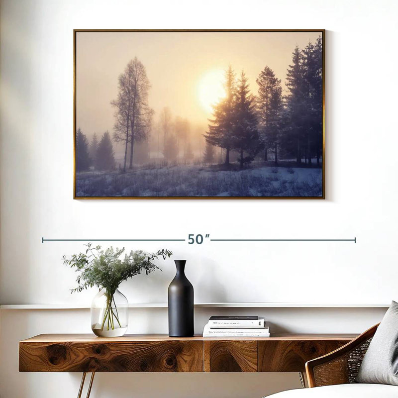 Aube d'hiver, Cadre flottant doré, 40 po x 27 po