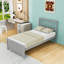 Twin-Sized Wood Platform Bed with Headboard and Slats-1518401155