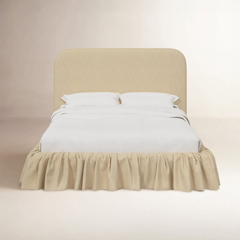 Mina Ruffle Platform Bed, California King, Classic Linen Linen