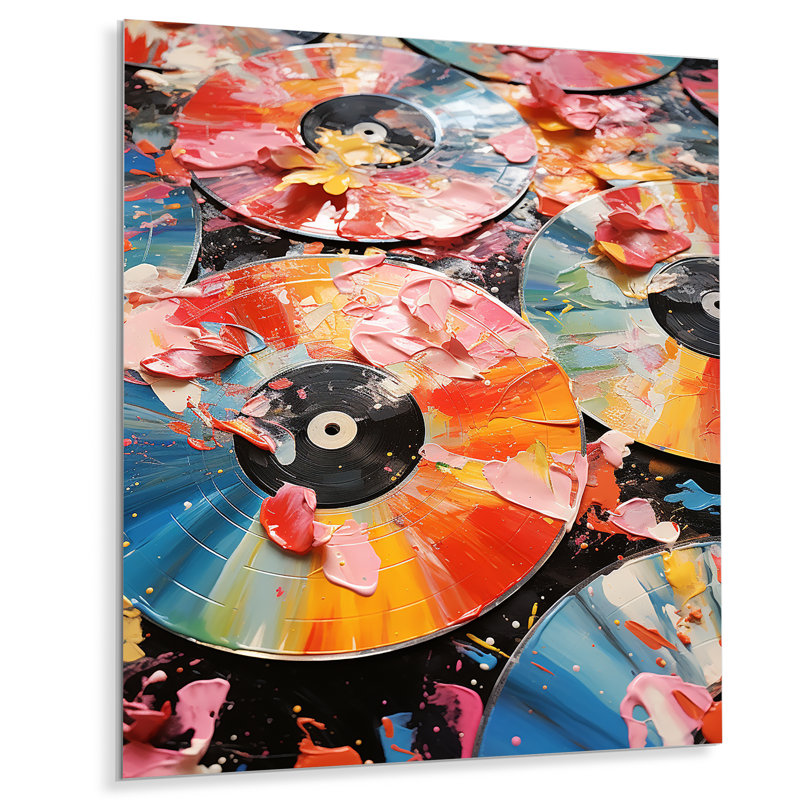 Vinyle mélodique Popart - disques compacts, art mural en métal, H 20 po x l 12 po x P 1 po