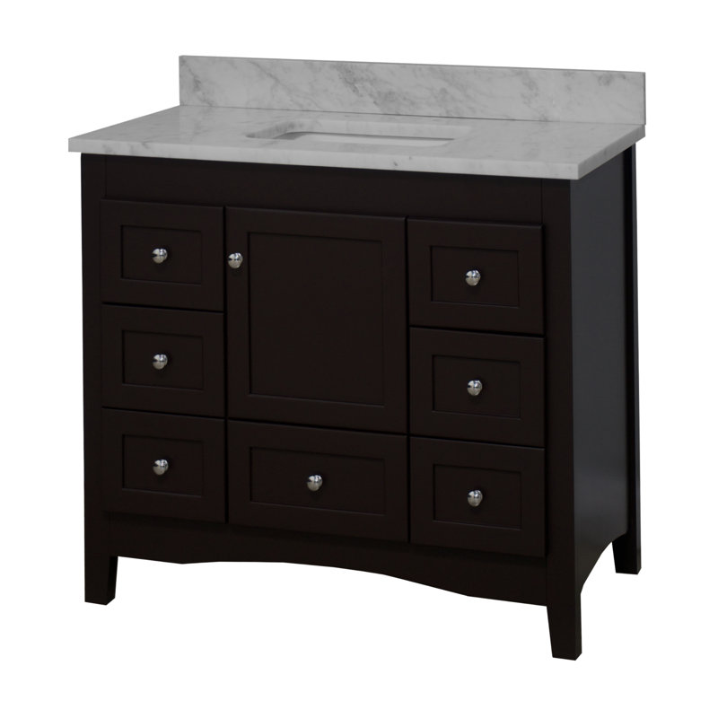 Abbey 42" Chocolate and Carrara Marble Single Bathroom Vanity