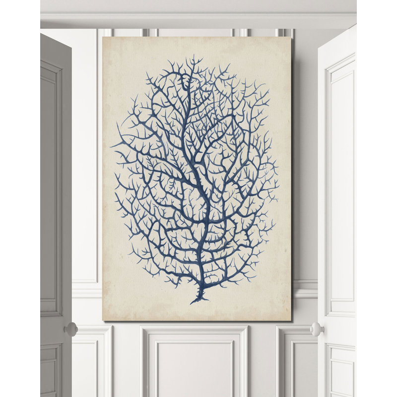 « indigo corail i », impression, H 48 po x l 32 po x P 1,5 po, Toile tendue