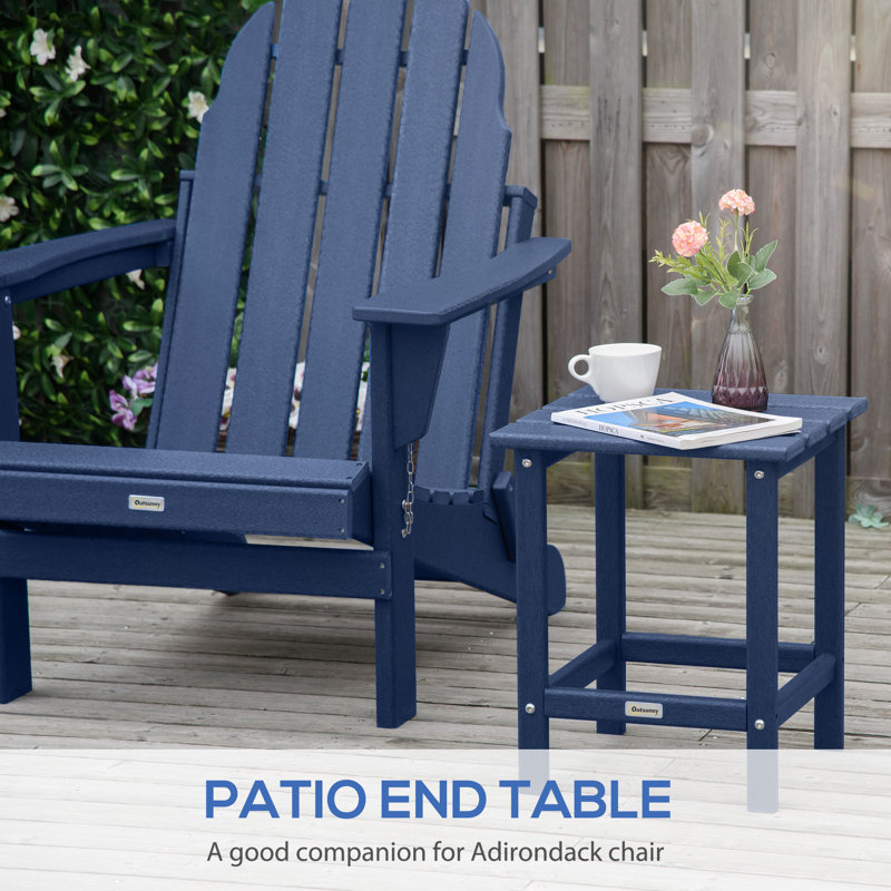 Blue HDPE Plastic Square Outdoor Side Table
