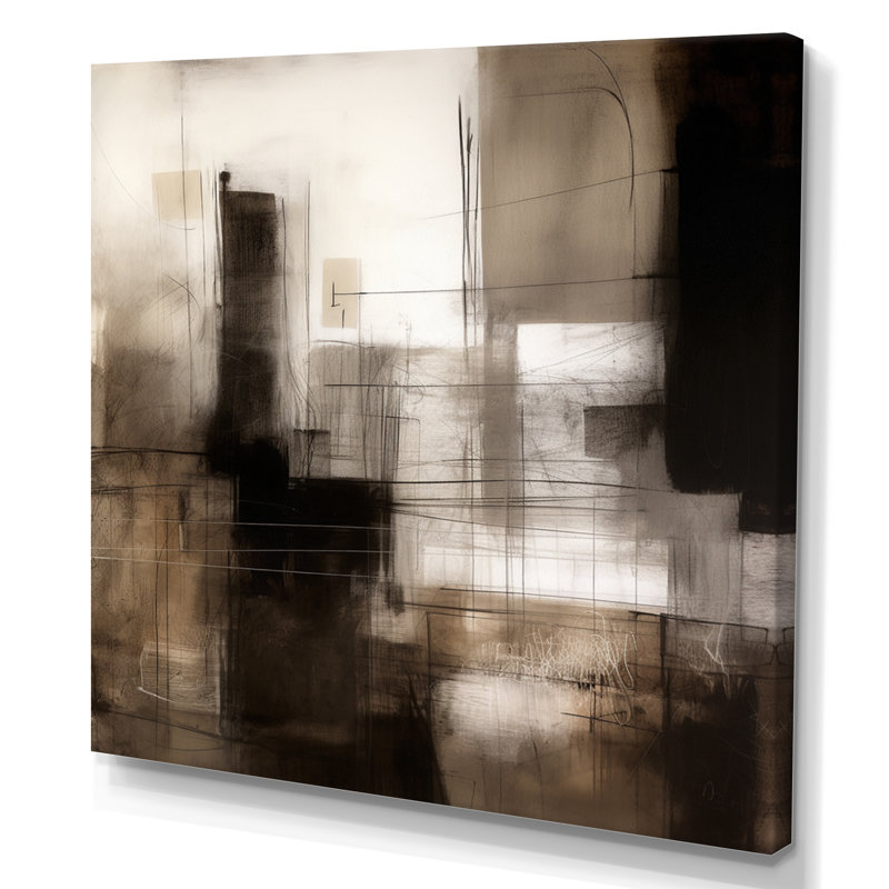 «Black Mid Century Fusion V», reproduction sur toile, H 30 po x l 30 po x P 1 po, Toile tendue