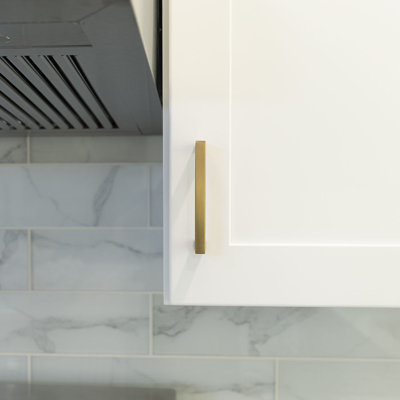 Classica Collection Square Handle Pull - 5" Center to Center Cabinet Pull Brushed Gold - Contemporary Hardware for Drawers & Cabinets - 25 Pack