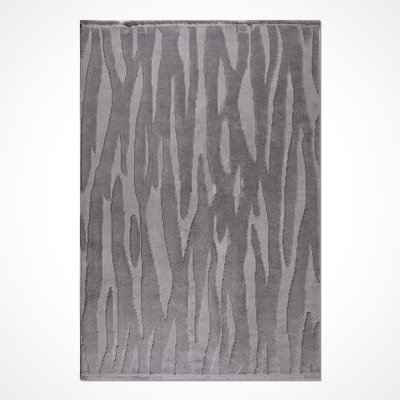 Modern Gray Machine Washable Non-Slip Area Rug