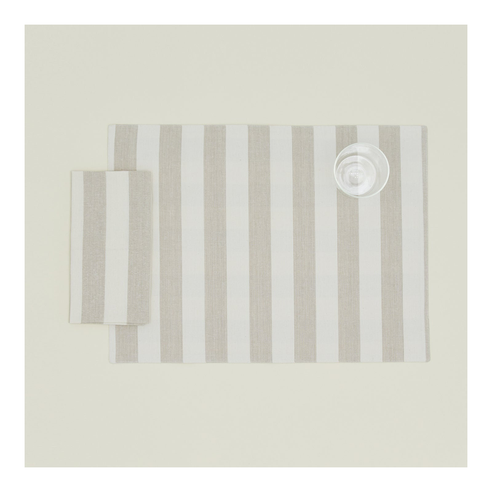 Essential Striped Placemat - Set Of 4, Ivory/Flax
