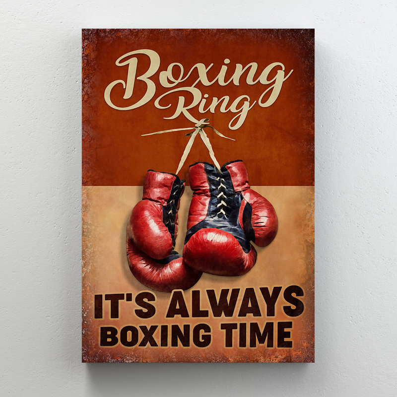 A Red Boxing Gloves - It's Always Boxing Time - 1 pièce, impression d'art graphique rectangulaire sur toile tendue