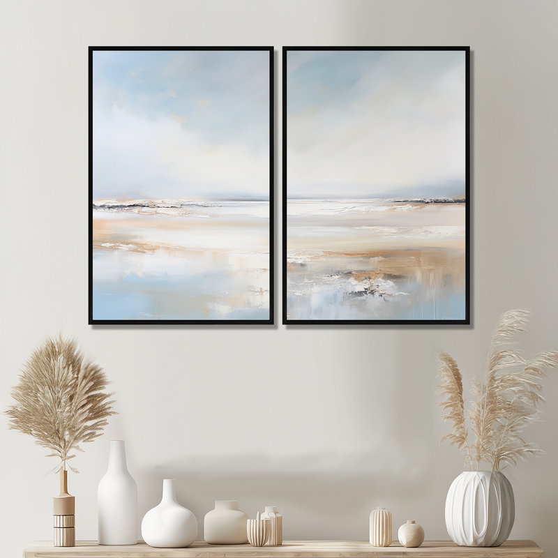 «Soft Color Beach Horizon I - Coastal Coastal Minimalisme, impressions sur toile, Black, 36" H x 48" W