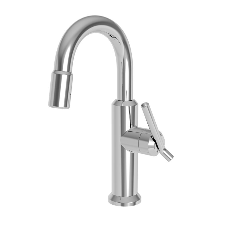 Jeter Single Handle Pull Down Bar Faucet, Polished Chrome