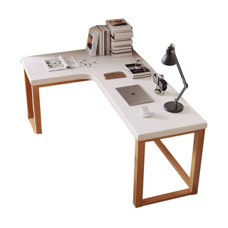 Bureau d'écriture en L en bois massif, H 29,53 po x l 55,12 po x P 39,37 po, Retour à gauche, Bois loupé / bois loupé