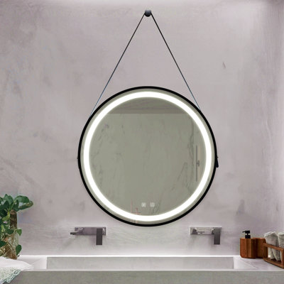 32Inch Bathroom Led Classy Vanity Mirror With Focused Backplane,Black Aluminum Alloy Frame,High Lumen,Dimmable Touch,Wall Switch Control, Anti-Fog ,CRI 95 Adjustable 3000K-4500K-6000K ,IP54 Waterproof