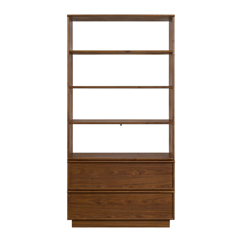 Bibliothèque autoportante avec rangement Collins en noyer naturel 72 "Collins