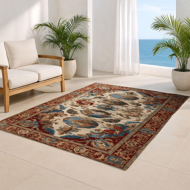 Tapis d'intérieur et d'extérieur brun français, Rectangle 4pi x 6 pi