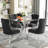 Modern Square Glass Dining Table Set for 4, 36" Tempered Glass Top with Velvet Tufted Nailhead Trim Chairs-2124747746-2116763699