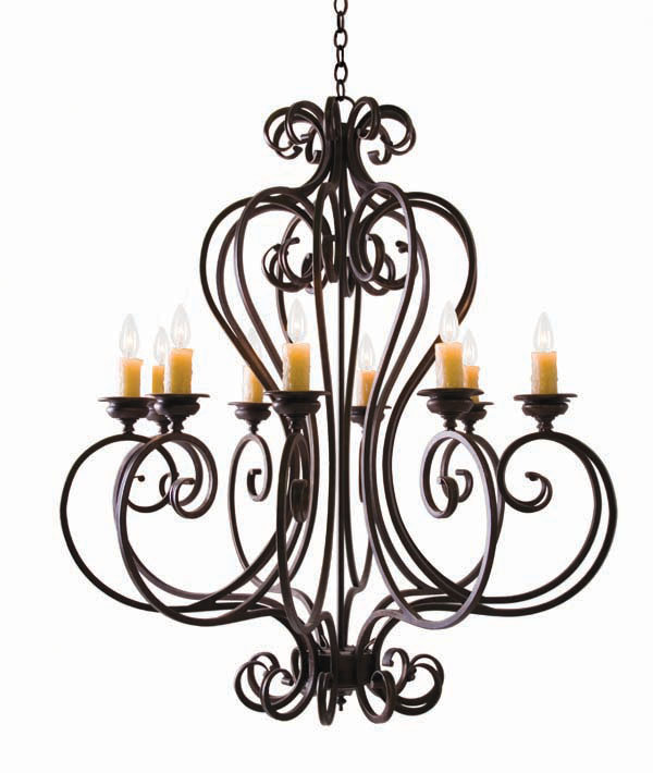 Fernando 10 - Light Chandelier, Gilded Tobacco, No Shade