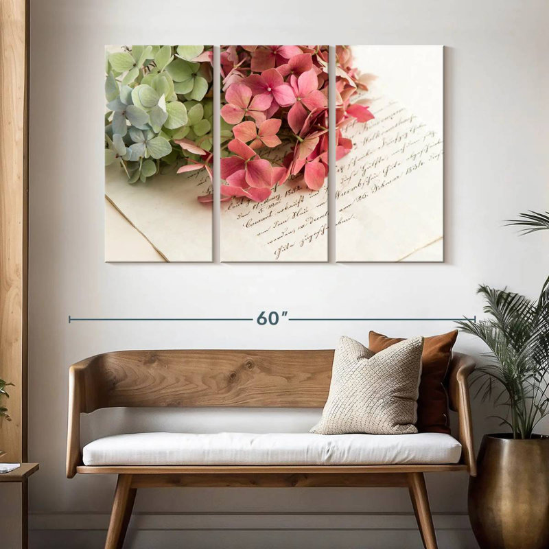 Hardie hortensia et lettre d'amour, H 32 po x l 50 po