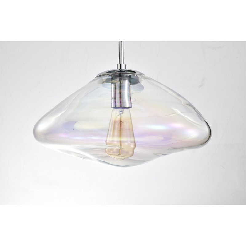 Einar Moulded Glass Shade Semi-Flushmount Ceiling Lamp, Chrome, Clear