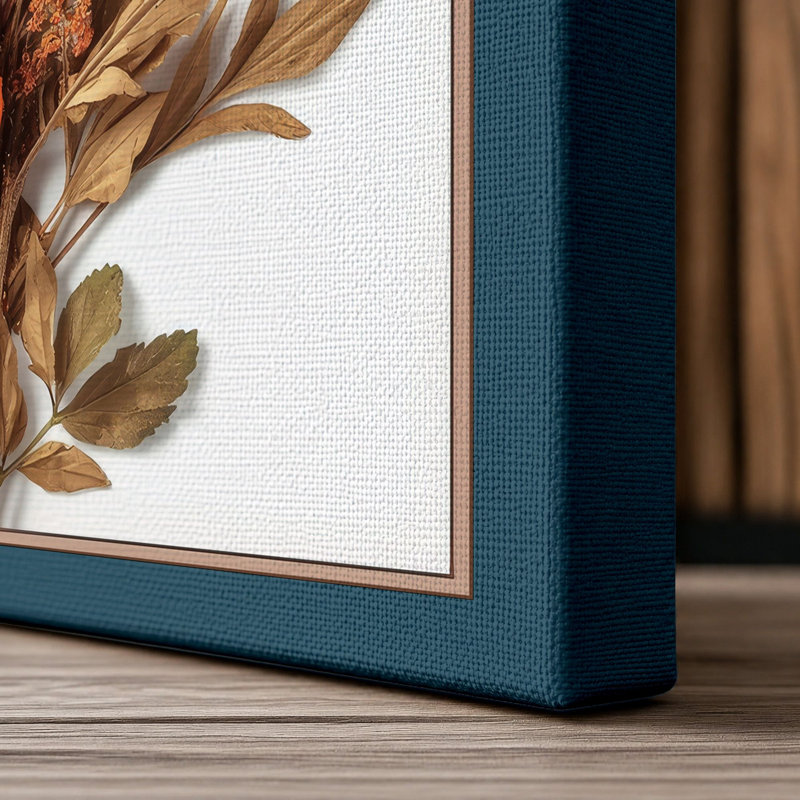 Carnation Study Botanical - Wrapped Canvas, 24x16 - 61.0 x 40.6 cm, Teal Border
