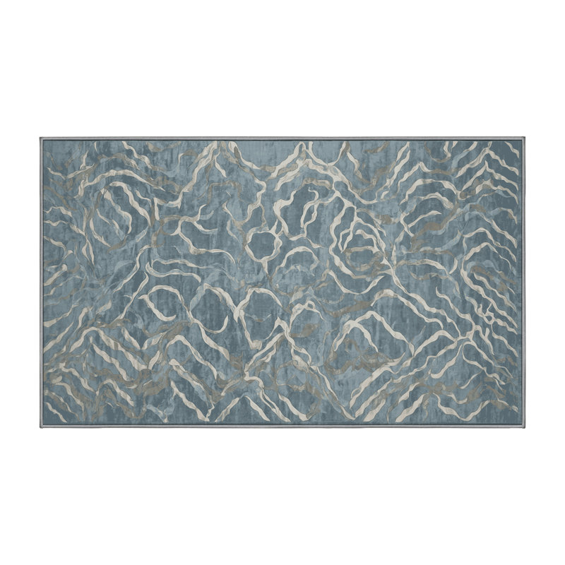 Tapis gris lavable à la machine, Rectangle 7 pi x 10 pi