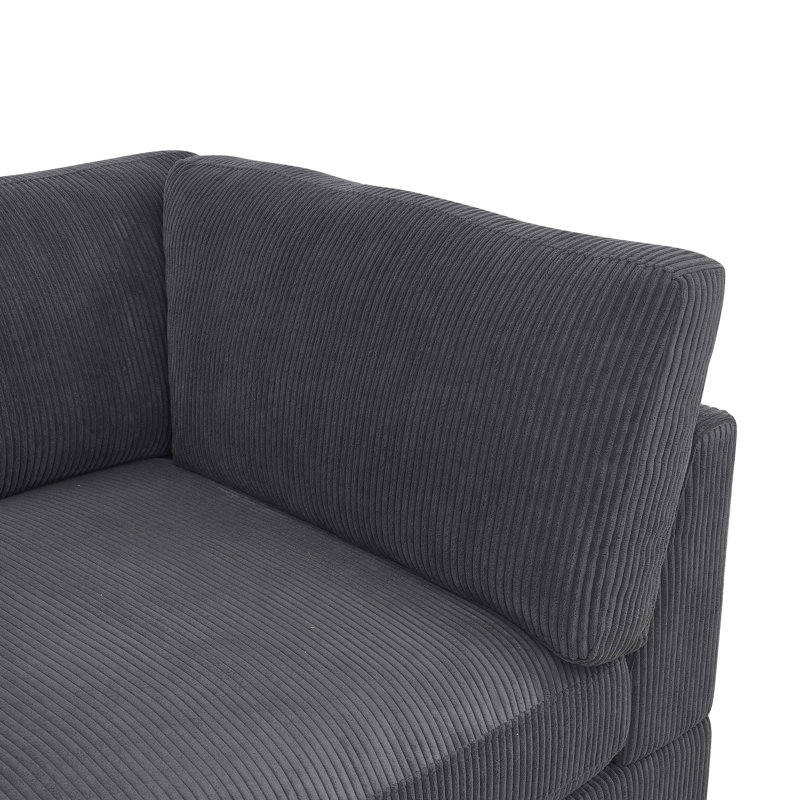 Canapé modulaire en velours côtelé Accreton, Gris foncé