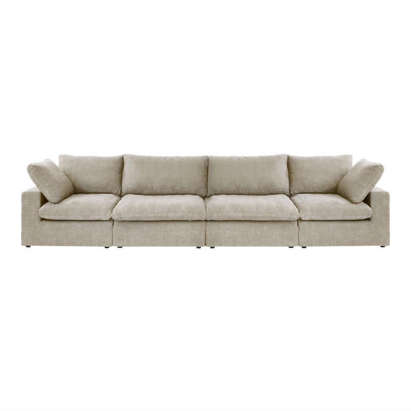 Canapé modulaire rembourré 4 places, 4, 23.23" H x 157.2" W x 39.3" D, Kaki