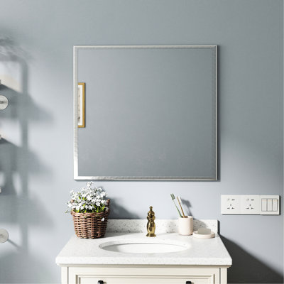 Bathroom Mirror - 32-Inch Aluminum Silver, Clear Reflection, And Elegant