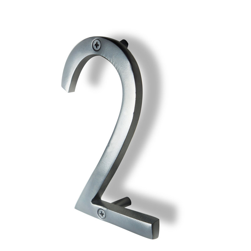 Numéro de maison en métal flottant, 2, Argent argent, 6"