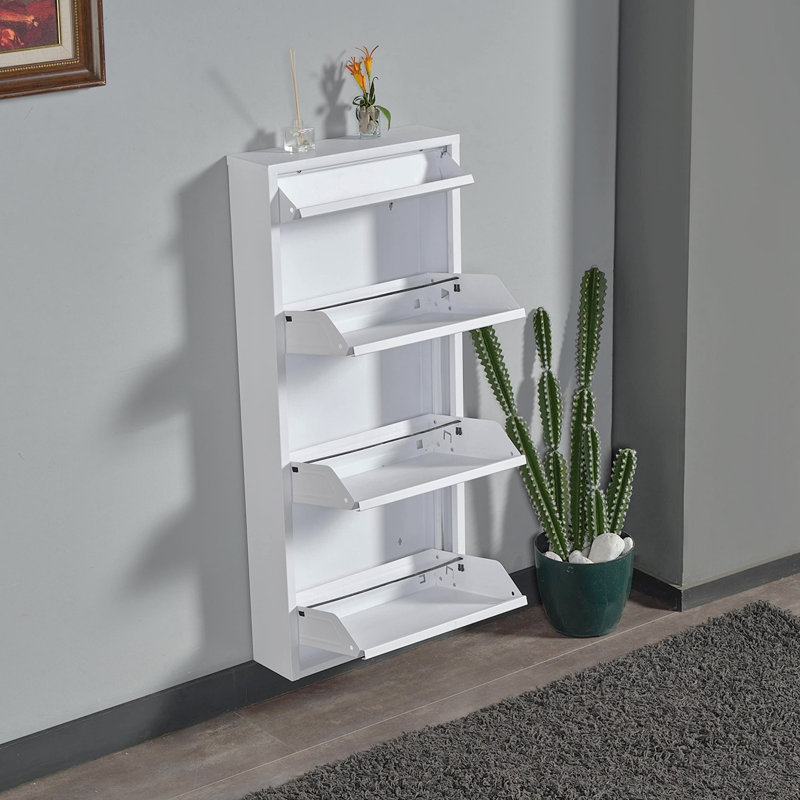 6 Pair Shoe Storage Cabinet, White
