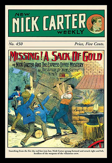 « nick carter missing a sack of gold », affiche rétro encadrée