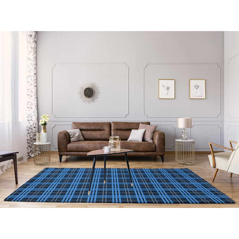 Tapis noir à carreaux, Rectangle 9 pi x 12 pi