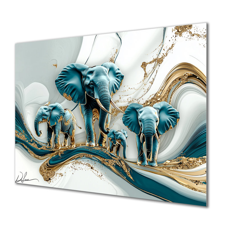 «Glam Elephant Marble Giant II», reproduction d'art murale en métal animaux, éléphant, H 16 po x l 32 po