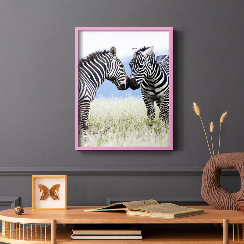 Affection africaine, reproduction encadrée - bois massif, Rose, H 10 po x l 8 po