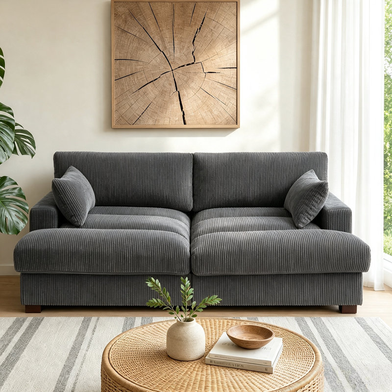 Bentura Modular Corduroy Sleeper Sofa, Gray Performance Corduroy