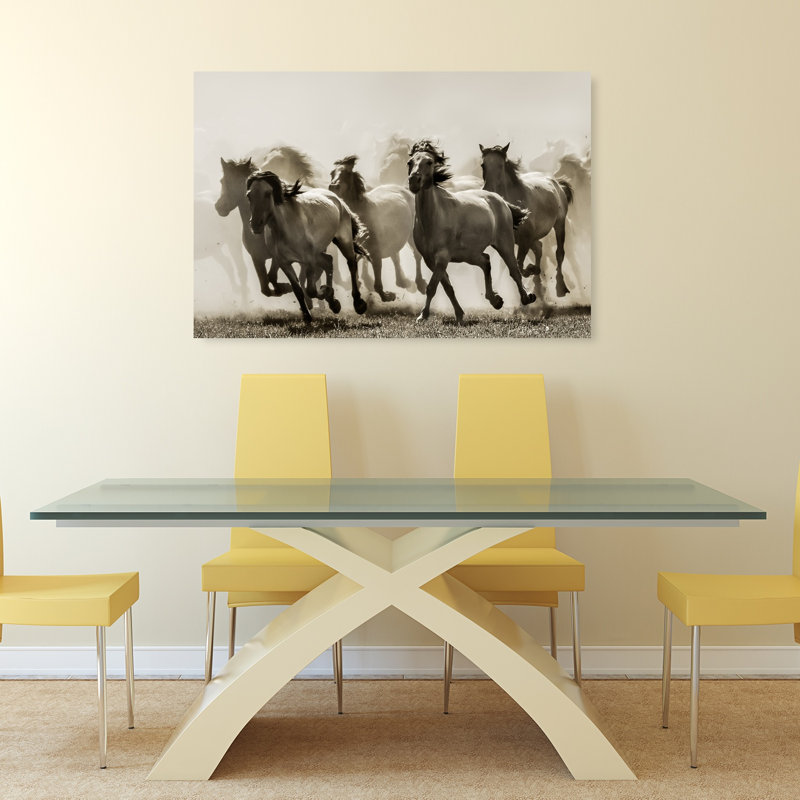 Art contemporain au galop, chevaux sauvages, H 32 po x l 48 po