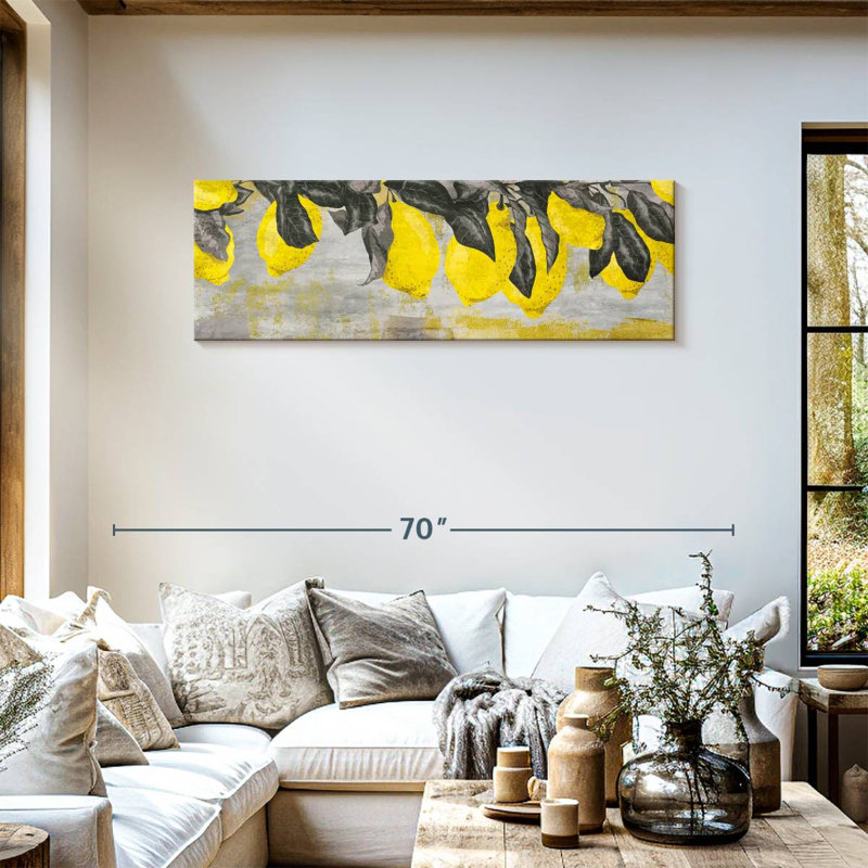 Citrons mûres sur toile, H 17 po x l 51 po x P 1,25 po
