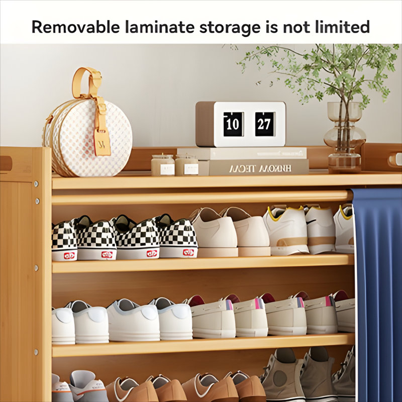 Multi Layer Bamboo Home Door Shoe Cabinet - Large Capacity Storage, Stable And Durable, Moisture-Proof Design