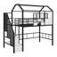 Lit mezzanine en métal avec toit et boîte de rangement-308029942