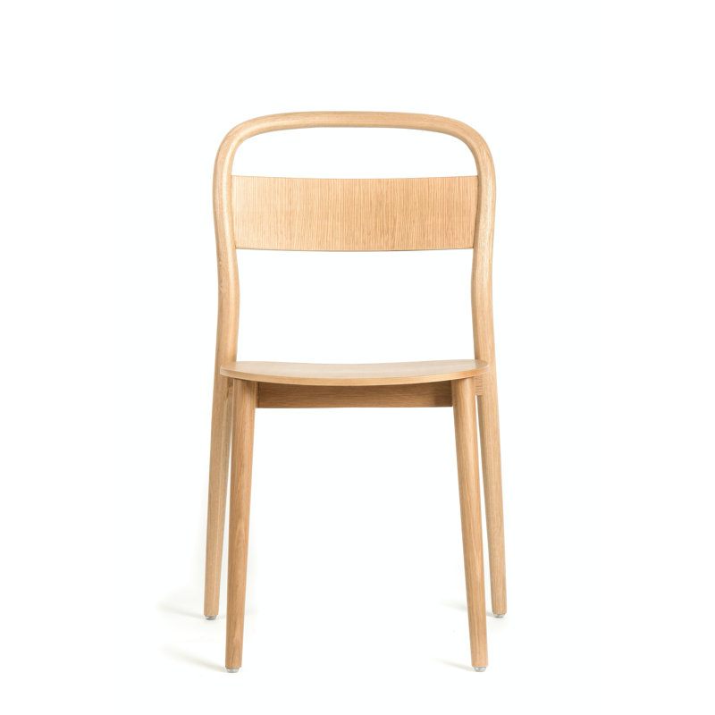 Chaise d'appoint empilable en bois massif Ayomi, Chêne blanc