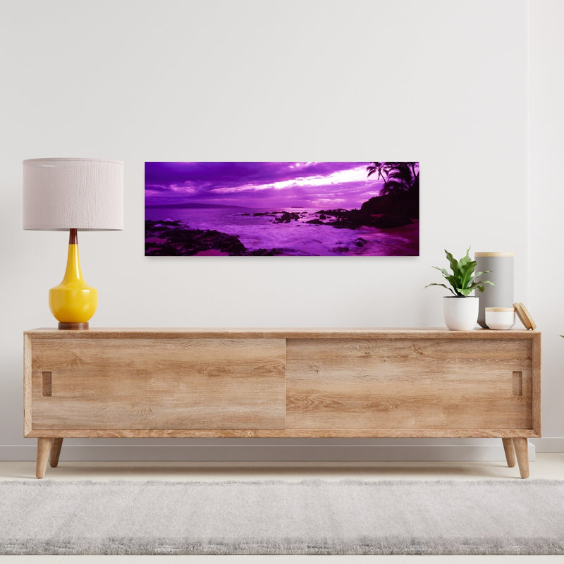 Sunset Over The Coast Makena Beach Maui Hawaii USA by Dan Merkel - Wrapped Canvas Panoramic Print, 30.48 cm H x 91.44 cm W