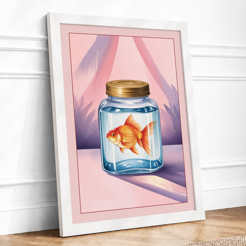 Goldfish In Ribbons Minimalist - Print, A4 - 29.7 x 21.0 cm, White