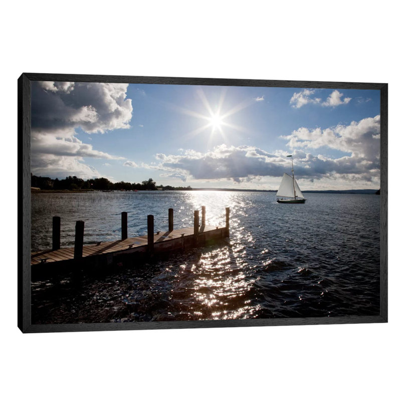 Sunrise At Crooked Lake Conway, Michigan '10 by Monte Nagler - Print on Canvas, 101.6 cm H x 66.04 cm W, Black Floater Framed